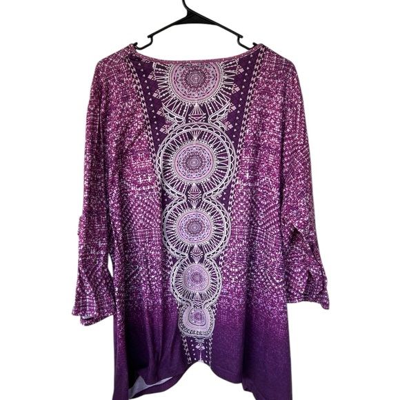 Catherines Plus Size 2X 22/24W Pink/Purple Boho Blouse Shirt Top Business - Picture 2 of 8